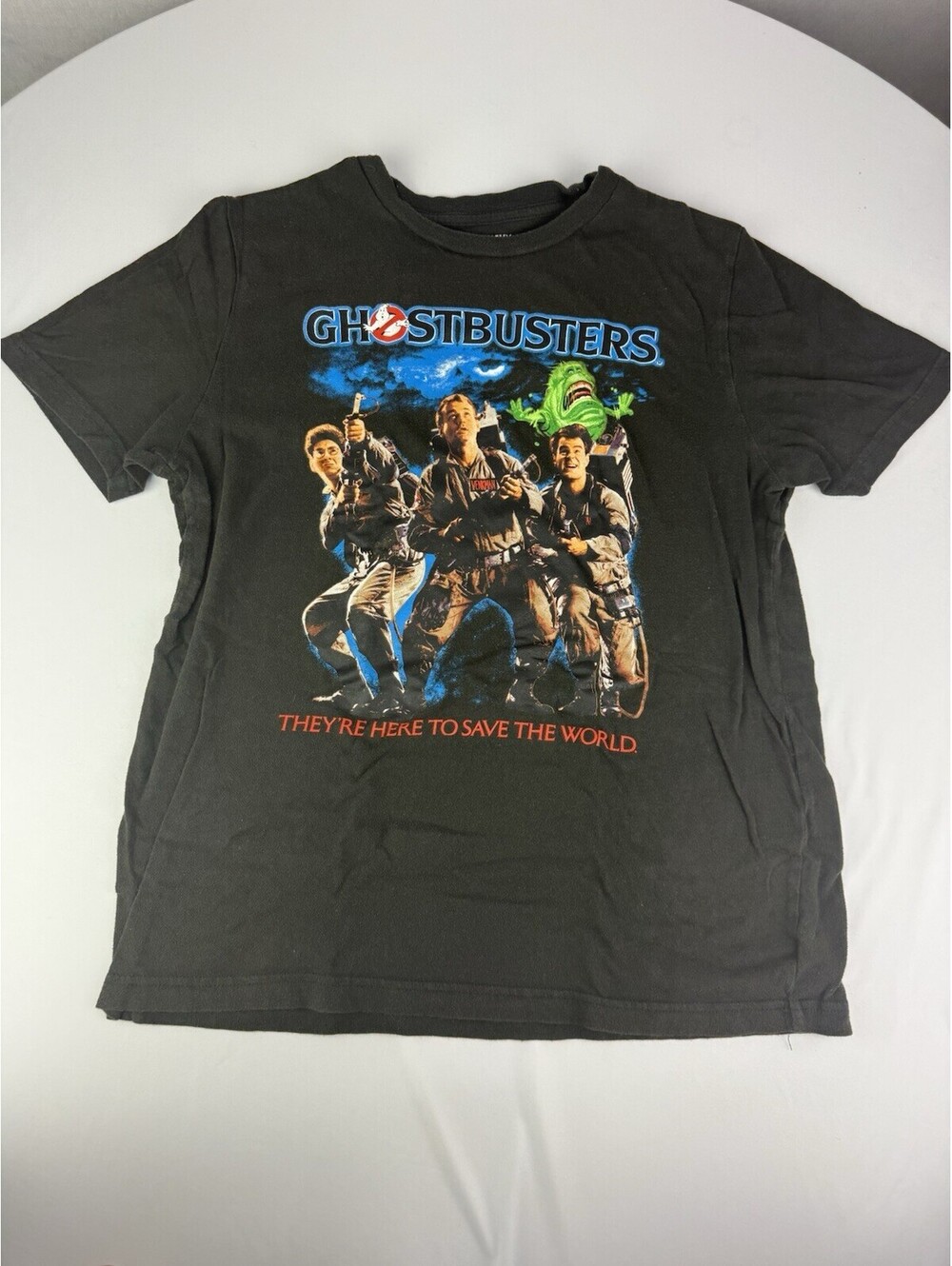Ghostbusters Graphic T-Shirt Small Black Old Navy Movie Promo Poster Slimer Tee